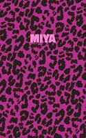 Miya: Personalized Pink Leopard Print Notebook (Animal Skin Pattern). College Ruled (Lined) Journal for Notes, Diary, Journaling. Wild Cat Theme Design wi