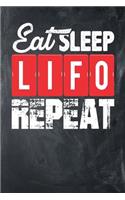 Eat Sleep LIFO Repeat: Chalkboard, Red & White Design, Blank College Ruled Line Paper Journal Notebook for Accountants and Their Families. (Bookkeeping and Tax Season 6 x 