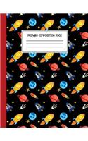 Primary Composition Book: Story Journal With Picture Space and Dotted Midline Story Space, Grades K-2 Composition School Exercise Book (Outer Space Astronomy Notebook)