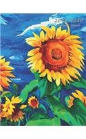 2019-2020 Academic Planner: Weekly and Monthly Planner 8.5 x 11 with Inspirational Quotes and Flower Coloring Pages (Sunflowers)