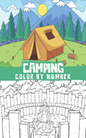 Camping color by number coloring book