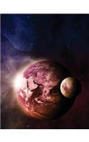 Outer Space Composition Notebook Planet & Moon, Unruled Blank Sketch Paper