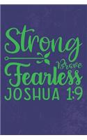 Strong Brave Fearless: Bible Verse Notebook from Joshua (Blank Lined Notebook for KJV Bible Notes)