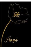 Amya: Personalized Writing Journal for Women - Elegant Black and Gold