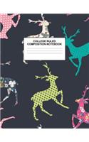 College Ruled Composition Notebook: Cute Blank Lined Journal to Write In with White Paper Rule Pages for School Subject and Writing Pad: Design Code A4 2672