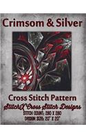 Crimson and Silver Cross Stitch Pattern