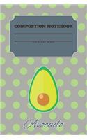 Avocado Composition Notebook 120 Pages: Blank Cute Journal-Avocados Happy Gifts-Notizbuch-Sketch Books for Kids-College Lover Sketchbook Notes-Drawing Gift for Boys and Girls-Positive Self