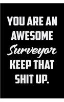 You Are An Awesome Surveyor Keep That Shit Up: Funny Gratitude Journal 100 Pages Handy 6"x9" Hilarious Quotes Covers Undated Notebook