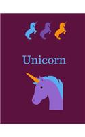 Unicorn: Paperback composition Notebook for kids, wide ruled paper 8.5"× 11" 110 pages
