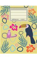 Toucan Composition Book: Cute Composition Notebook - Wide Ruled - College Ruled: - Blank Lined Exercise Book - Back To School Gift, Teens, - 7.44"x9.69" 100 pages