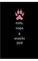 Cats, Naps and Snacks 2019: Funny Cat Lovers Weekly and Monthly 12 Month Week to View Personal Schedule Diary, Goal Planner and Appointment Book for the New Year