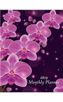 2019 Monthly Planner: Beautiful Purple Orchids Cover