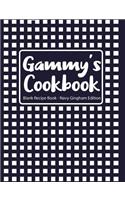 Gammy's Cookbook Blank Recipe Book Navy Gingham Edition
