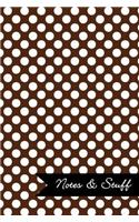 Notes & Stuff Lined Notebook With Cocoa Brown Polka Dot Pattern Cover