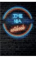 The NIA Notebook: Vintage Blank Ruled Personalized & Custom Neon Sign Name Dotted Notebook Journal for Girls & Women. Wall Background. Funny Desk Accessories. Retro B