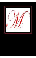 M: Monogrammed Journal with a Stately Red Capital Letter M on a White Background