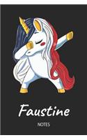Faustine - Notes: Noms Personnalisé Carnet de notes / Journal pour les filles et les femmes. Licorne qui dab aux cheveux aux couleurs du drapeau français. Accessoires