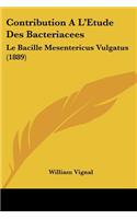 Contribution A L'Etude Des Bacteriacees