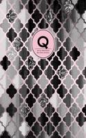 Initial Q Monogram Journal - Dot Grid, Moroccan Black, White & Blush Pink: Classic Soft Cover