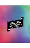 Composition Notebook Glitter Feeling: Ruled Paper Journal (Extra Large 8x10 Inches) - Rainbow Glitter