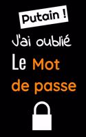 Putain ! j'ai oublié le mot de passe: Carnet de mots de passe - Carnet pour conserver vos mots de passe et identifiants, email, questions secrètes etc.. + conseils pour votre mdp - forma