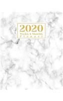 2020 Weekly And Monthly Planner: A Legendary Planner January - December 2020 with Marble Cover