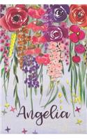 Angelia: Personalized Lined Journal - Colorful Floral Waterfall (Customized Name Gifts)