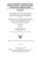 Has the Department of Homeland Security improved its ability to maintain situational awareness since Hurricane Katrina?