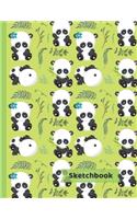 Pandas Sketchbook: Panda Bear Gifts: Blank Paper Sketch Book: Large Notebook for Doodling, Drawing or Sketching: 8.5" x 11"