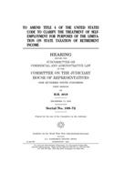 To amend title 4 of the United States Code to clarify the treatment of self-employment for purposes of the limitation on state taxation of retirement income