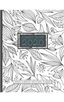 Simple Faith 2020 Weekly and Monthly Devotional Planner: 12 Month Christian Calendar Schedule Organizer and Journal Notebook with Bible Verses Floral Doodle Cover