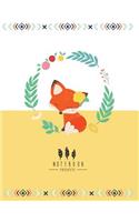 Notebook: Cute Fox on Yellow Cover and Lined Pages, Extra Large (8.5 X 11) Inches, 110 Pages, White Paper(2 Cute Fox on Yellow Notebook)