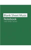 Blank Sheet Music Notebook 12 Staves 100 Pages Grass Green