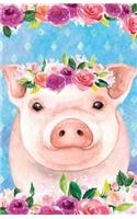 Bullet Journal for Animal Lovers Pink Pig in Flowers: Graph Design - 162 Numbered Pages with 150 Graph Style Grid Pages, 6 Index Pages and 2 Key Pages in Easy to Carry 5.5 X 8.5 Size