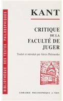 Emmanuel Kant: Critique de la Faculte de Juger