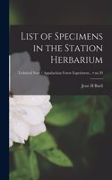 List of Specimens in the Station Herbarium; no.30