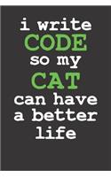 Coding Gift Notebook: Code Coding Programmer Computer Science Cat 6x9 College Ruled 120 Pages Notebook Sketchbook Journal