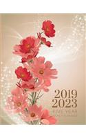 2019-2023 Five Year Planner Floral Flower Monthly Organizer With Bible Sermon Note