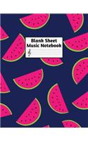 Blank Sheet Music Notebook: Easy Blank Staff Manuscript Book Large 8.5 X 11 Inches Musician Paper Wide 12 Staves Per Page for Piano, Flute, Violin, Guitar, Trumpet, Drums, Cell