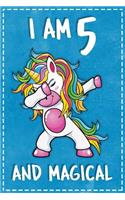 Unicorn B Day: I am 5 & Magical Unicorn birthday five Years Old Composition Notebook College Students Wide Ruled Lined Paper Composition Notebook College Students 