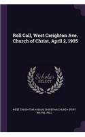 Roll Call, West Creighton Ave. Church of Christ, April 2, 1905