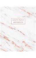 Graph Paper Notebook: White Grey Marble and Rose Gold - 8 x 10 - 5 x 5 Squares per inch - 100 Quad Ruled Pages - Cute Graph Paper Composition Notebook for Children, Kids,
