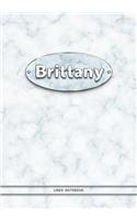 Brittany - Lined Notebook: College Ruled Blank Pages Plus Extra Date Neutral Calendar (12 Months) and Notepad Sketch Designs. Cover Print White Marble Background with Silver-I