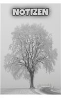 Notizbuch Winter Baum Straße Schnee, liniert, 120 Seiten