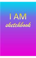 I am: Sketchbook - Blank Imaginative Sketch Book Paper - Pink Blue Gold Custom Letter I Personalized Cover - Teach & Practice Drawing for Experienced & As