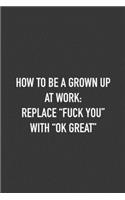 How to be grown up at work: REplace "fuck you" with "ok great" 6x9 Journal middle text, office humor coworker note pads