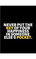 Never Put The Key Of Your Happiness In Someone Else's Pocket: lined professional notebook/Journal. Best gifts for women under 10 dollars: Amazing Notebook/Journal/Workbook - Perfectly Sized 8.5x11" - 120 Pages