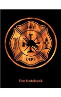 Fire Notebook: Firefighter Maltese Cross - Blank Lined Notebook, 8.5x11 - 120 Pages, College Ruled