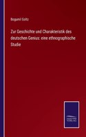 Zur Geschichte und Charakteristik des deutschen Genius