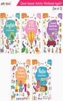 Jolly Kids Clever Beaver Early Learning Activities Workbooks Ages 5 Up| Set of 5| English Alphabet-Maths Numbers Shapes-EVS-Genral Awareness-Logical Reasoning